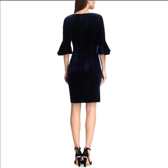 DKNY Velvet Bell Sleeve A-line Dress - Dark Purple size 8 - Picture 3 of 9